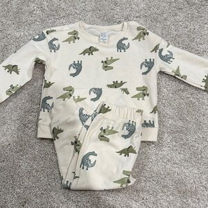 Carter's Cream and Green Dinosaur Kids Matching Set